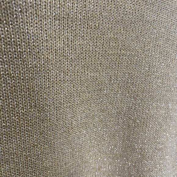 Vintage MILANO DESIGN Sweater Gold Metallic Mock Neck Fine Knit Womens XL - Picture 9 of 10